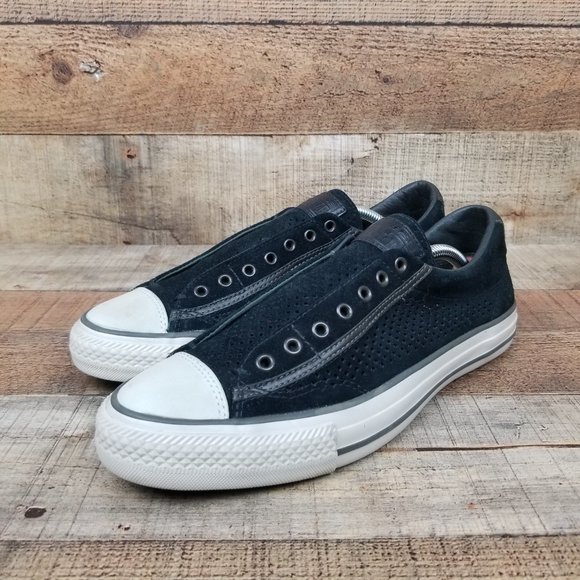 Converse John Varvatos Men Sz 8 Leather Perforated Black 156710C Slip On Low - Picture 3 of 9